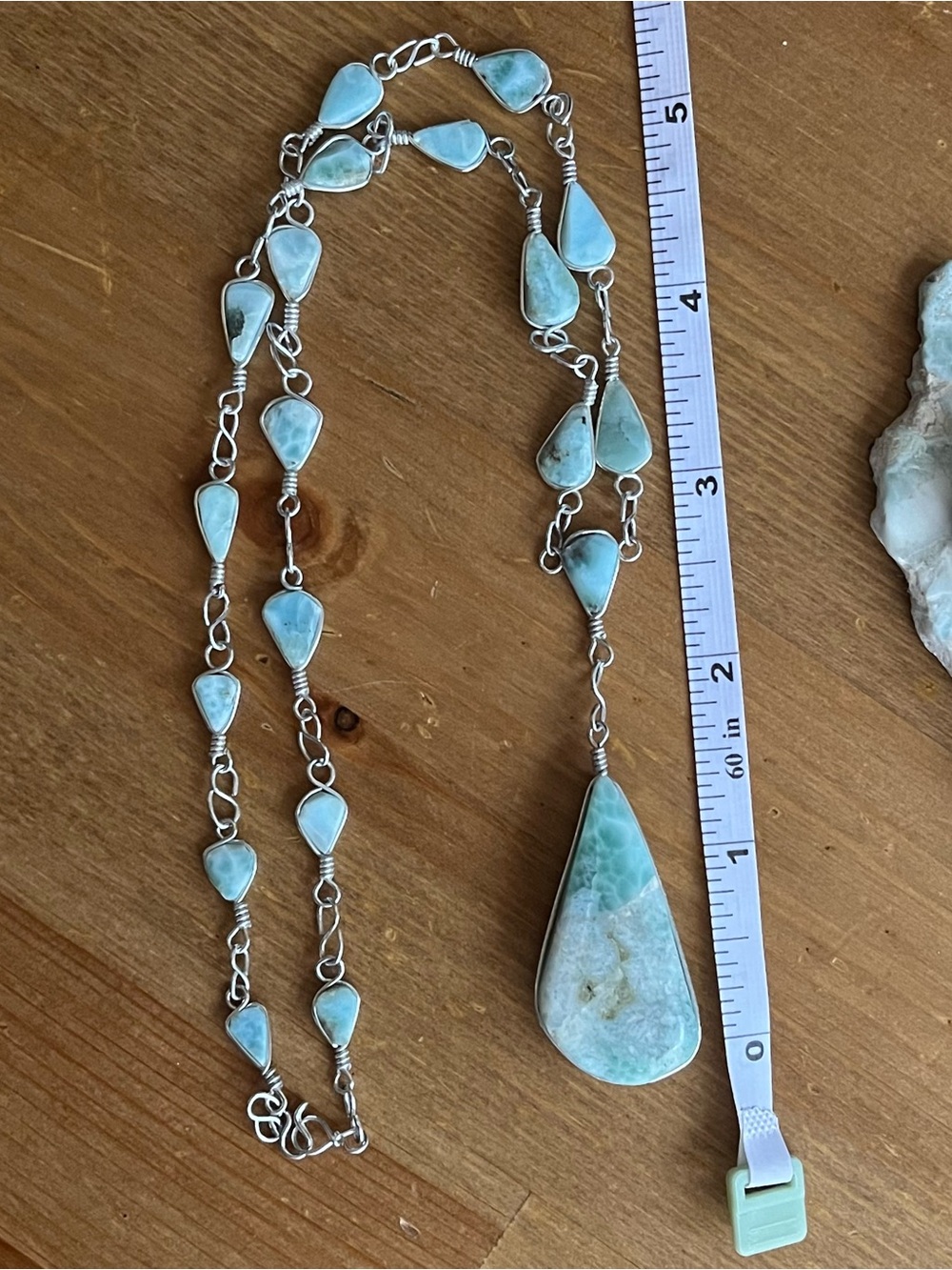 Larimar necklace sterling silver S hook jewelry stone pendant - Picture 6 of 9